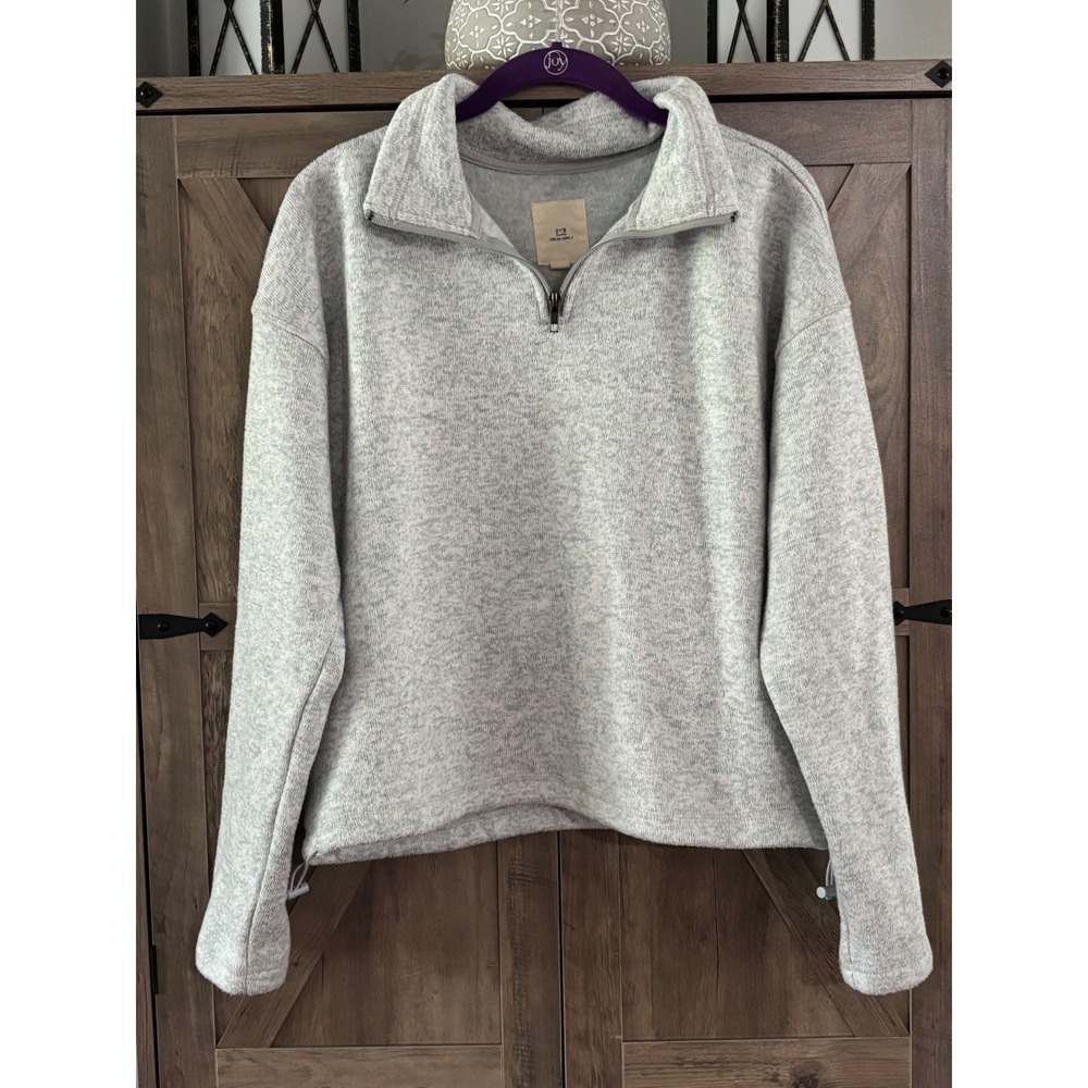 Thread & Supply Womens Grey Heathered Quarter Zip Fleece Pullover Size M